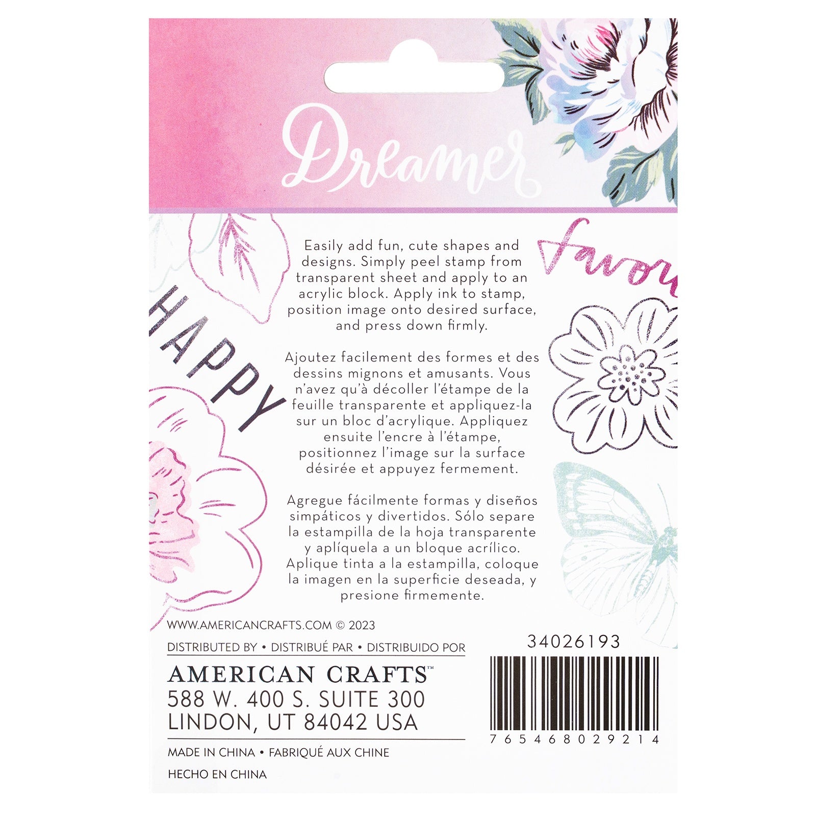 American Crafts Dreamer Clear Stamps 9/Pkg