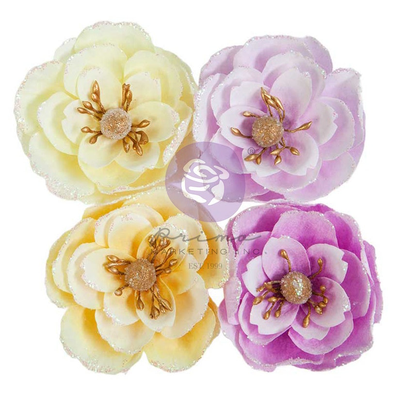Prima Marketing Paper Flowers 4/Pkg-Sun Kissed Calm, In Full Bloom