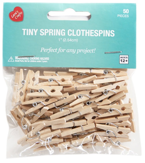 CousinDIY Tiny Spring Clothespins 50/Pkg-Natural 1"