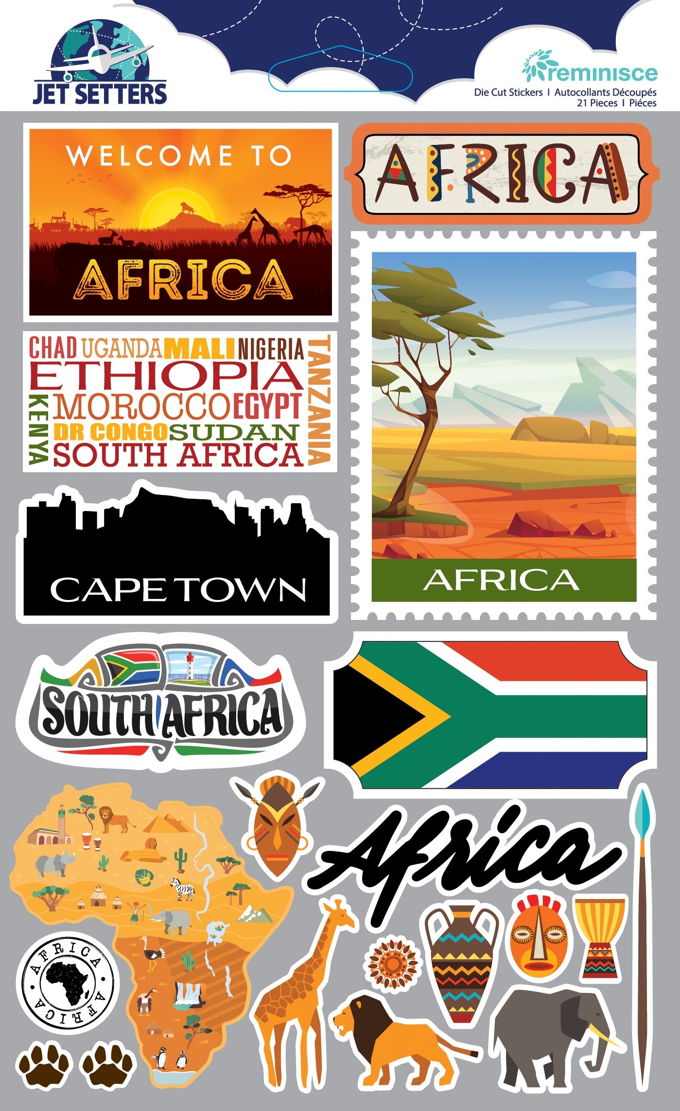 Reminisce Jet Setters 3.0 Dimensional Stickers-Africa