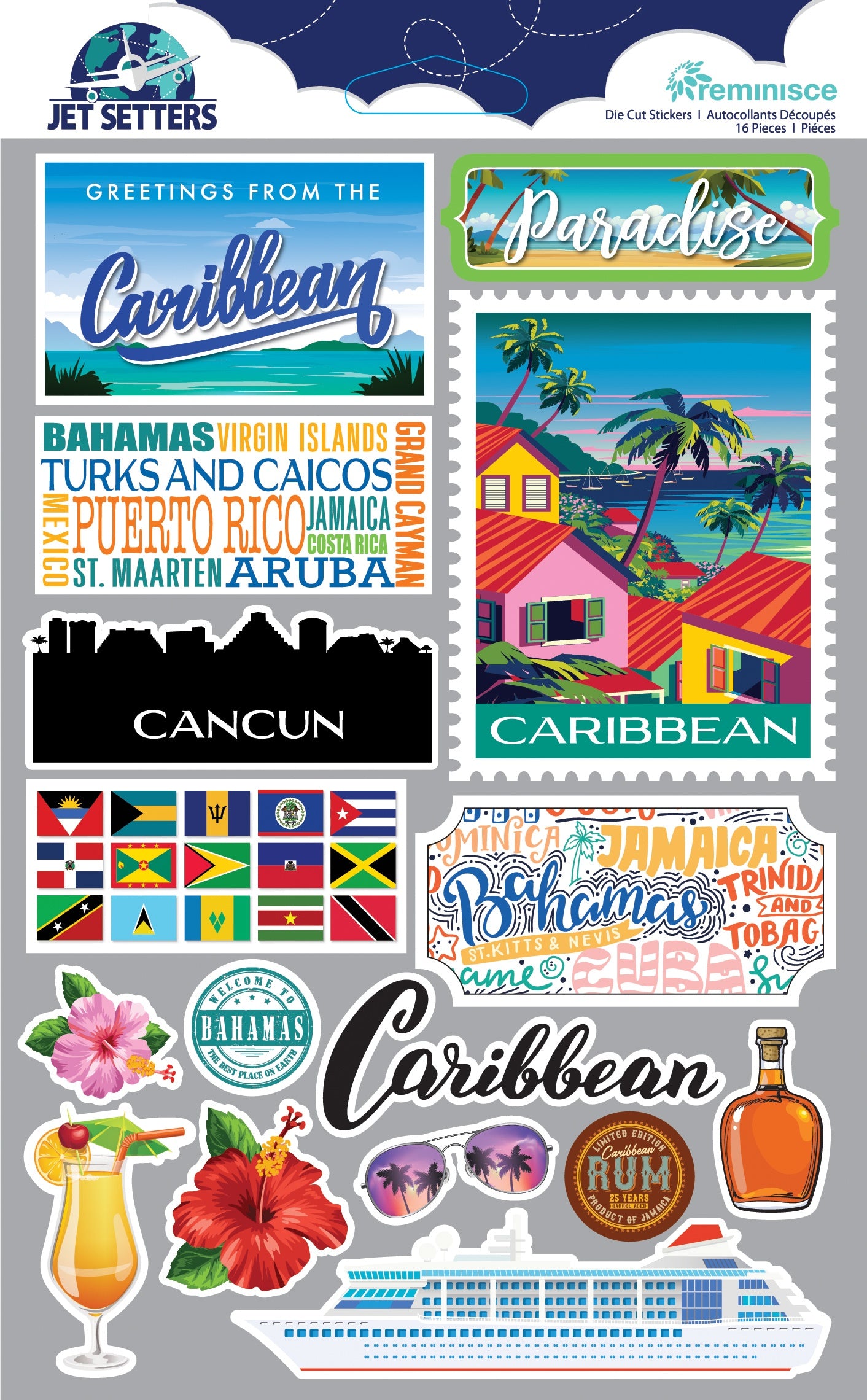 Reminisce Jet Setters 3.0 Dimensional Stickers-Caribbean