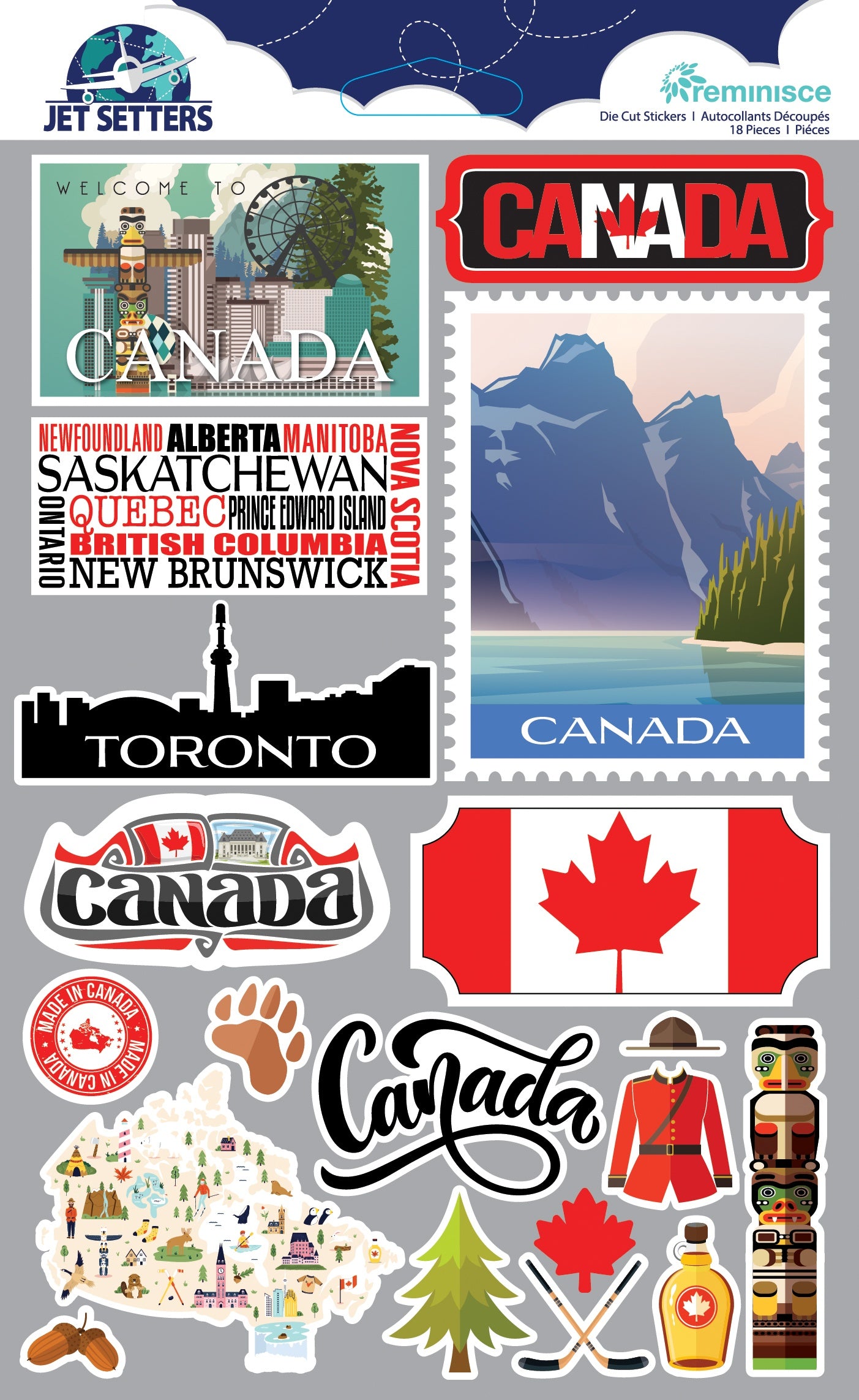 Reminisce Jet Setters 3.0 Dimensional Stickers-Canada
