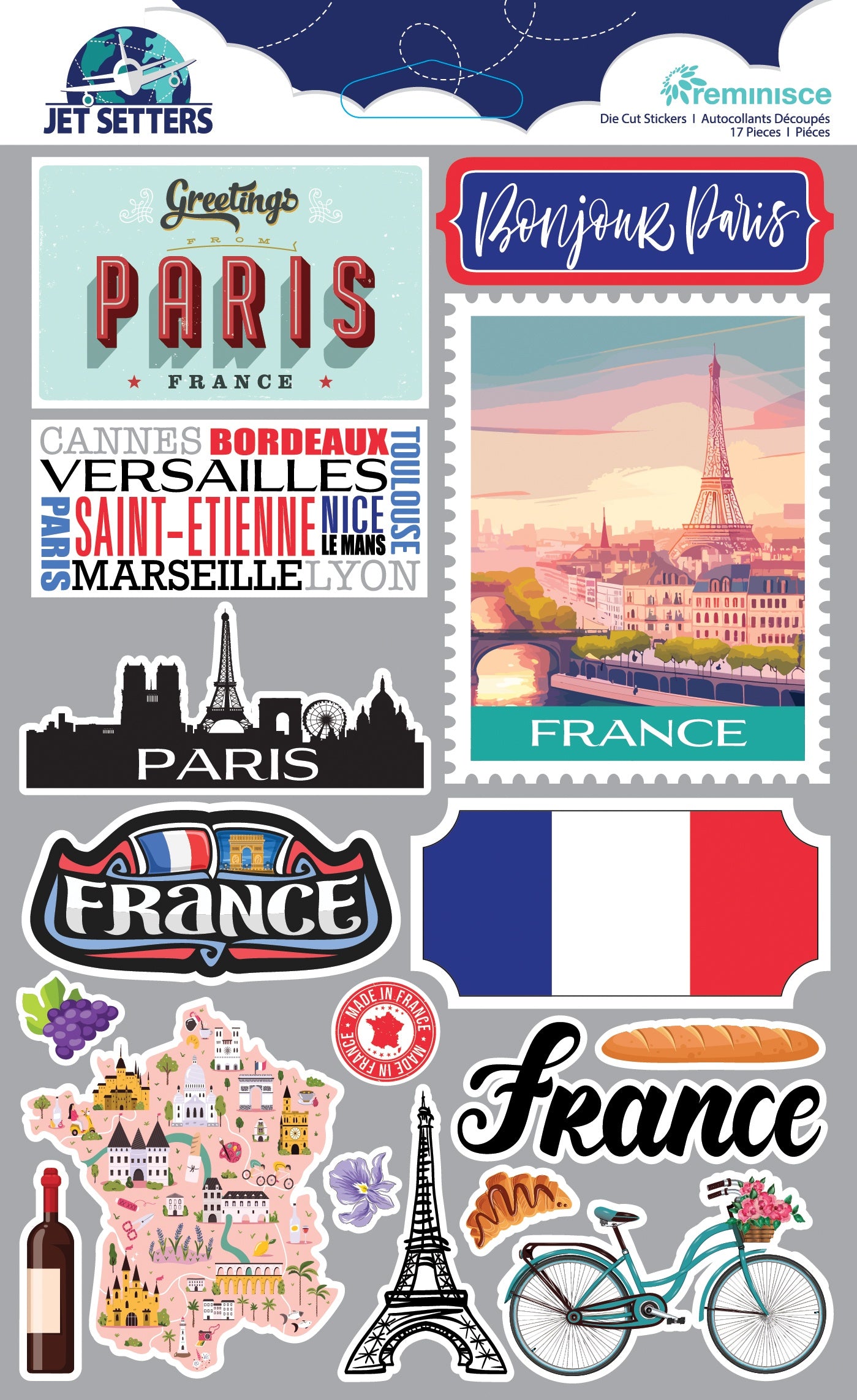 Reminisce Jet Setters 3.0 Dimensional Stickers-France