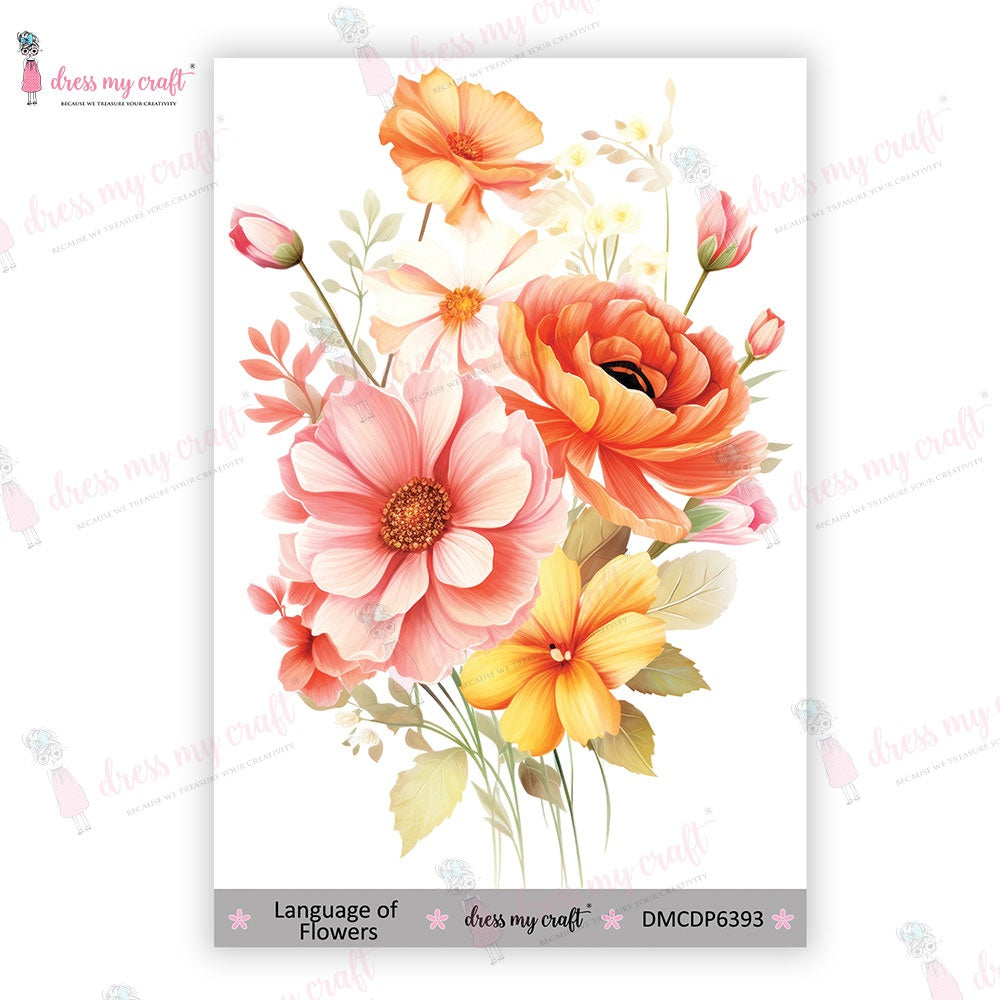 Dress My Craft Mini Transfer Me Sheet 4"X6"-Language Of Flowers