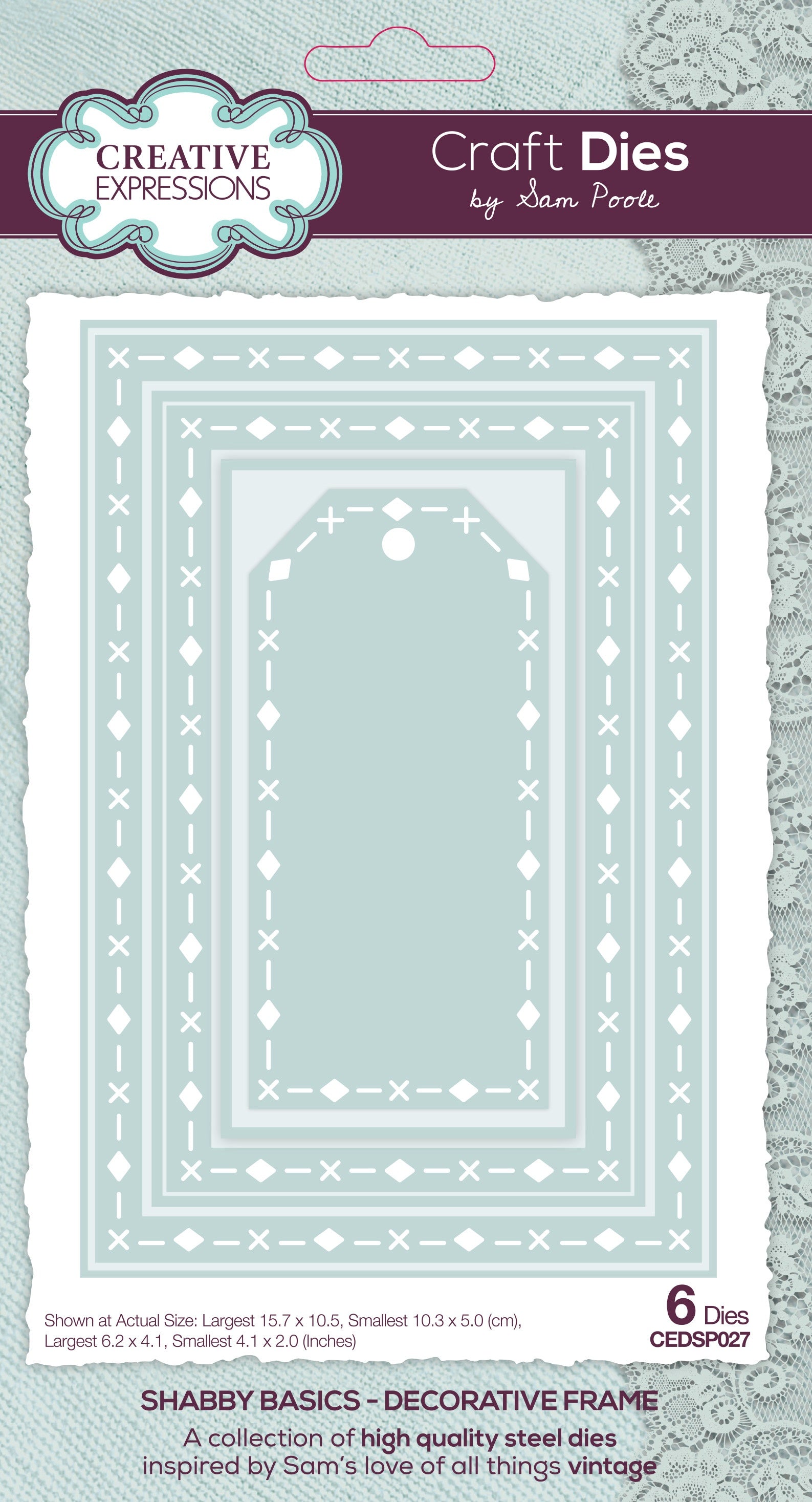 Creative Expressions Craft Die By Sam Poole-Decorative Frame - Shabby Basics