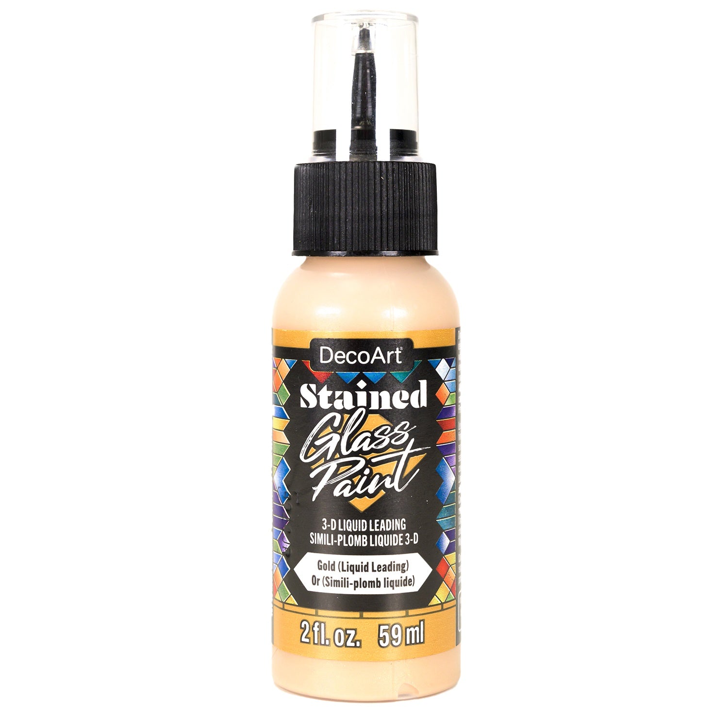 DecoArt Translucent Glass Paint 2oz-Gold - Liquid Leading