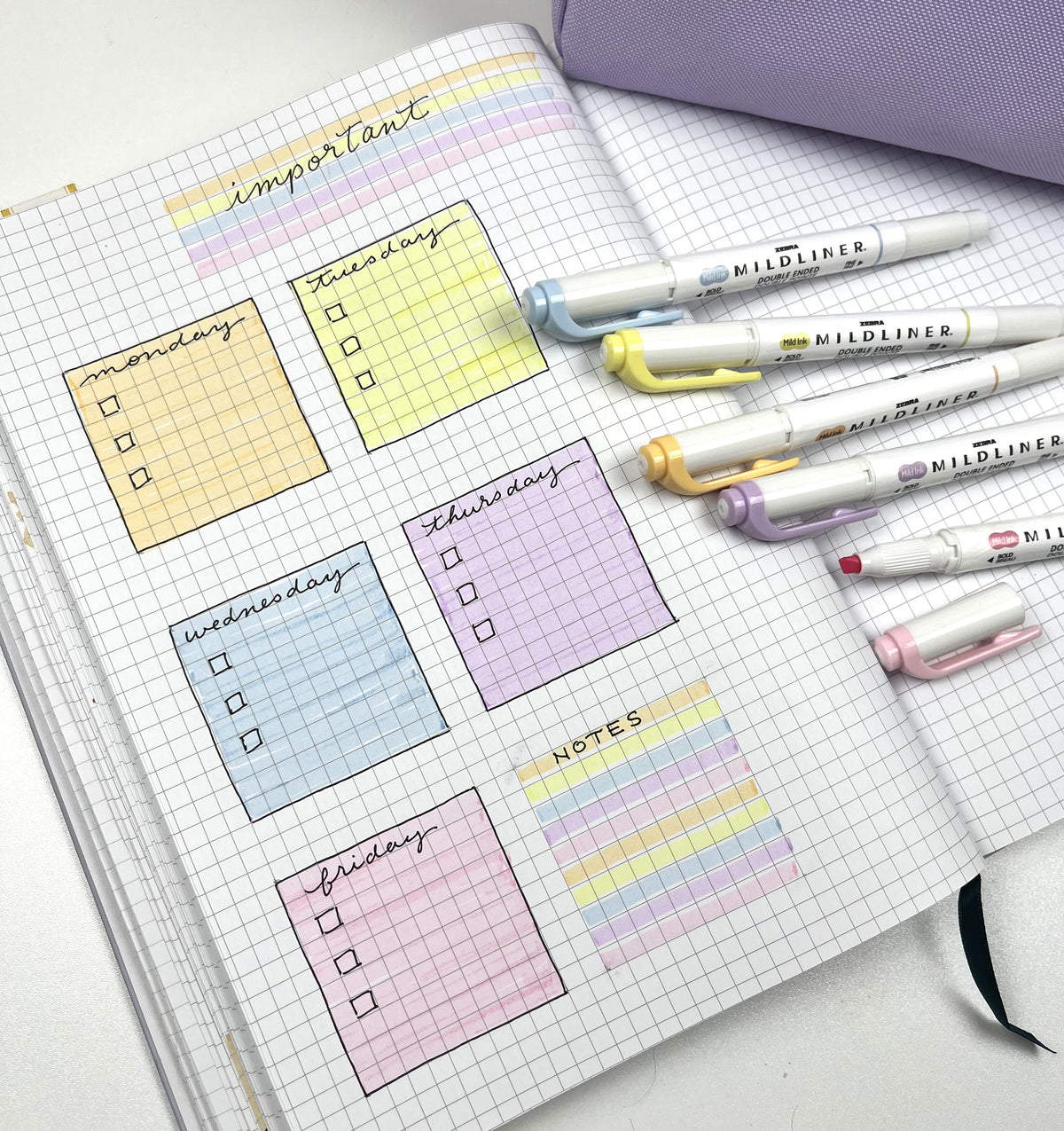 Zebra Mildliner Double Ended Marker Bold & Fine Point 5/Pkg-Gentle