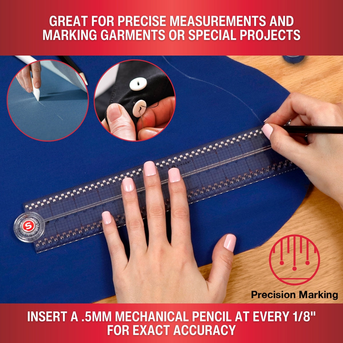 SINGER Precision Measuring Folding Ruler-24"