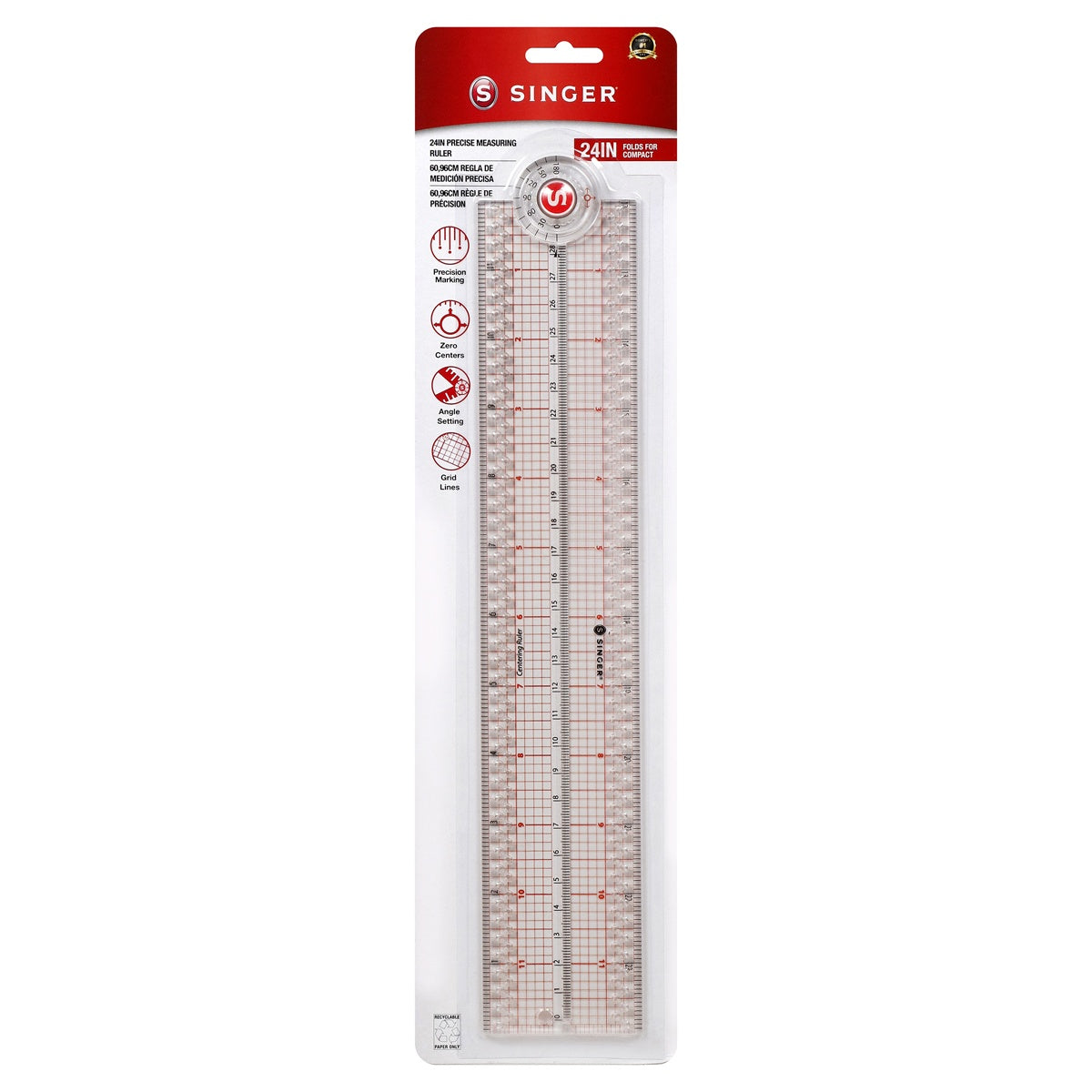 SINGER Precision Measuring Folding Ruler-24"