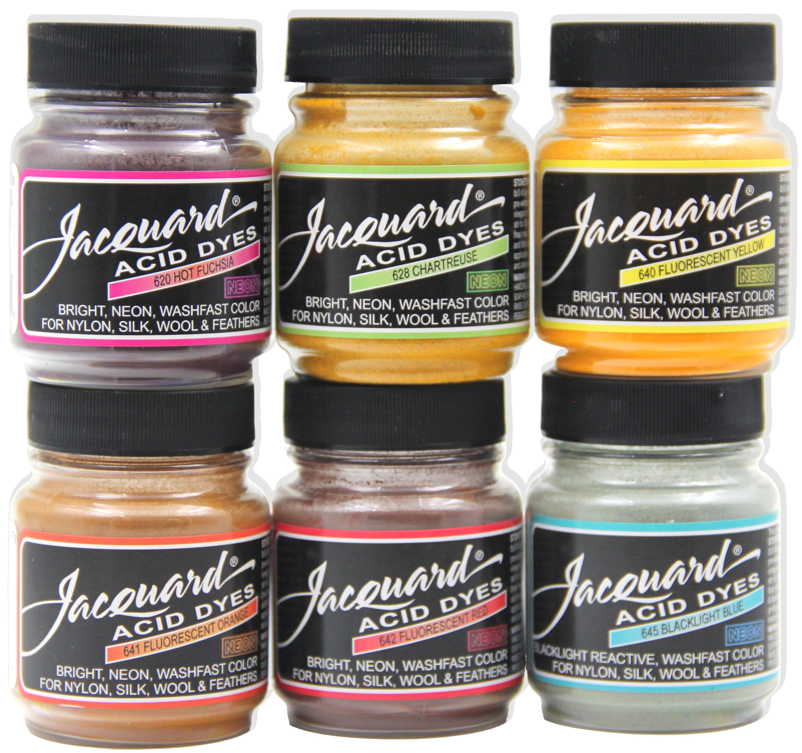 Jacquard Acid Dye Neon Color Set 6/Pkg-.5oz each