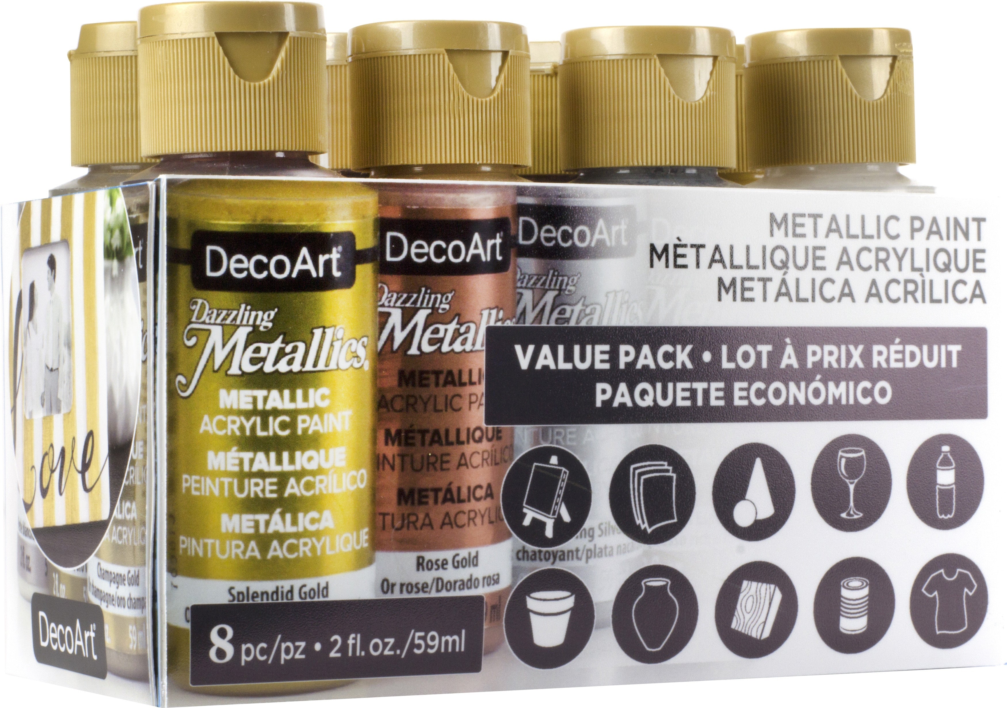 DecoArt Dazzling Metallics Value Pack 8/Pkg-Metallic