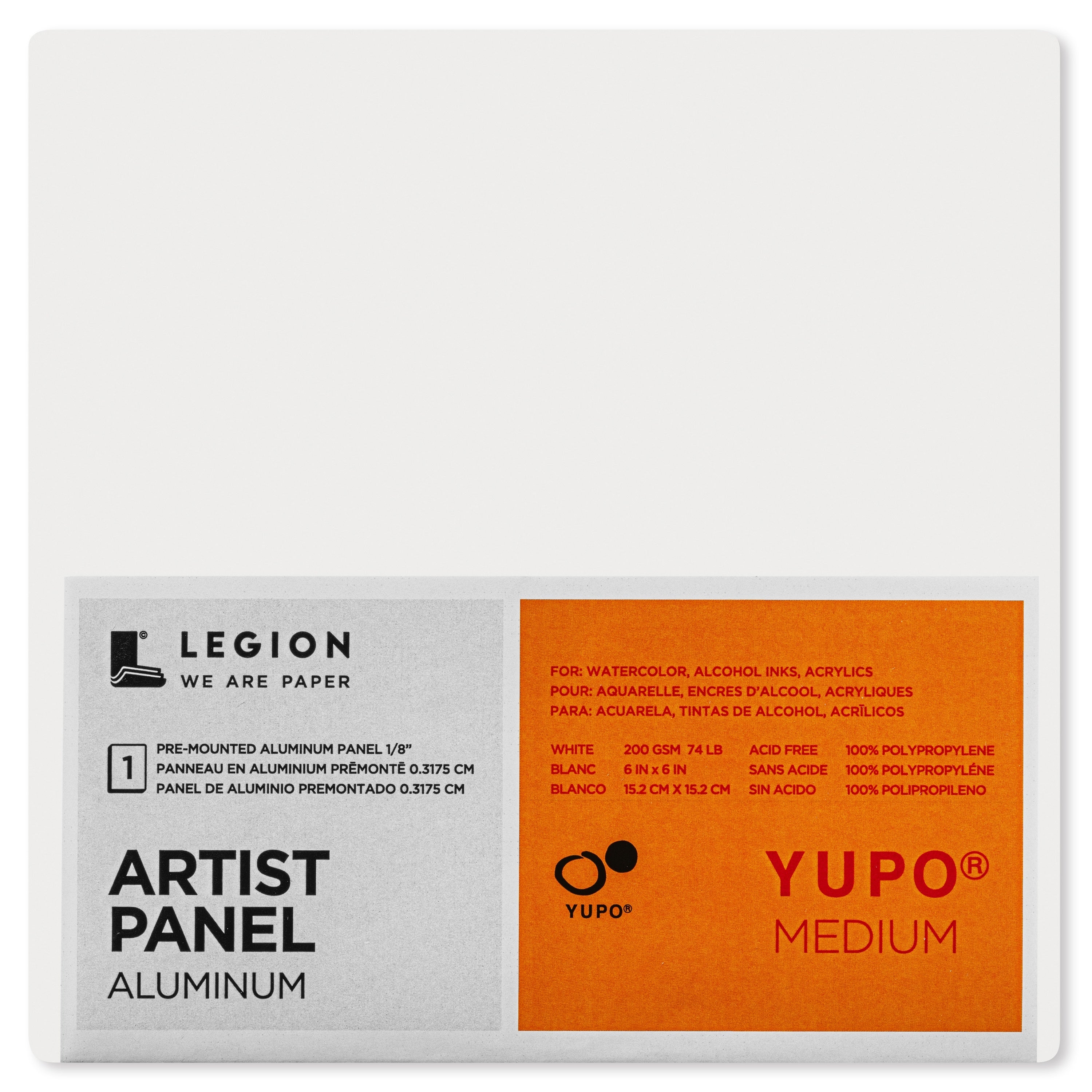 Yupo Pre-Mounted Aluminum Artist Panel 6"X6"-For Dry Media