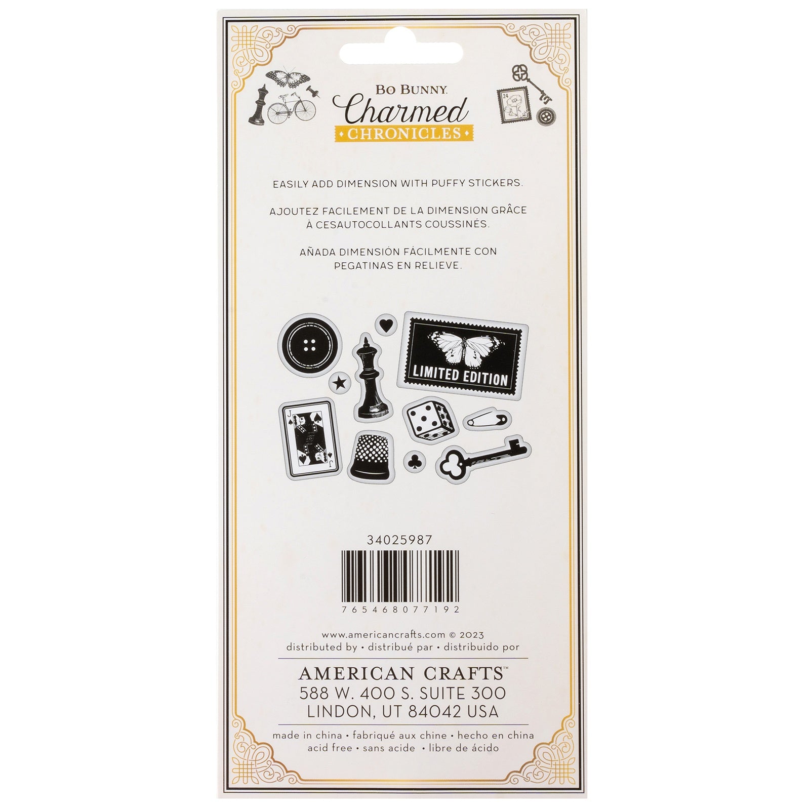 Bo Bunny Charmed Chronicles Puffy Stickers-Icons