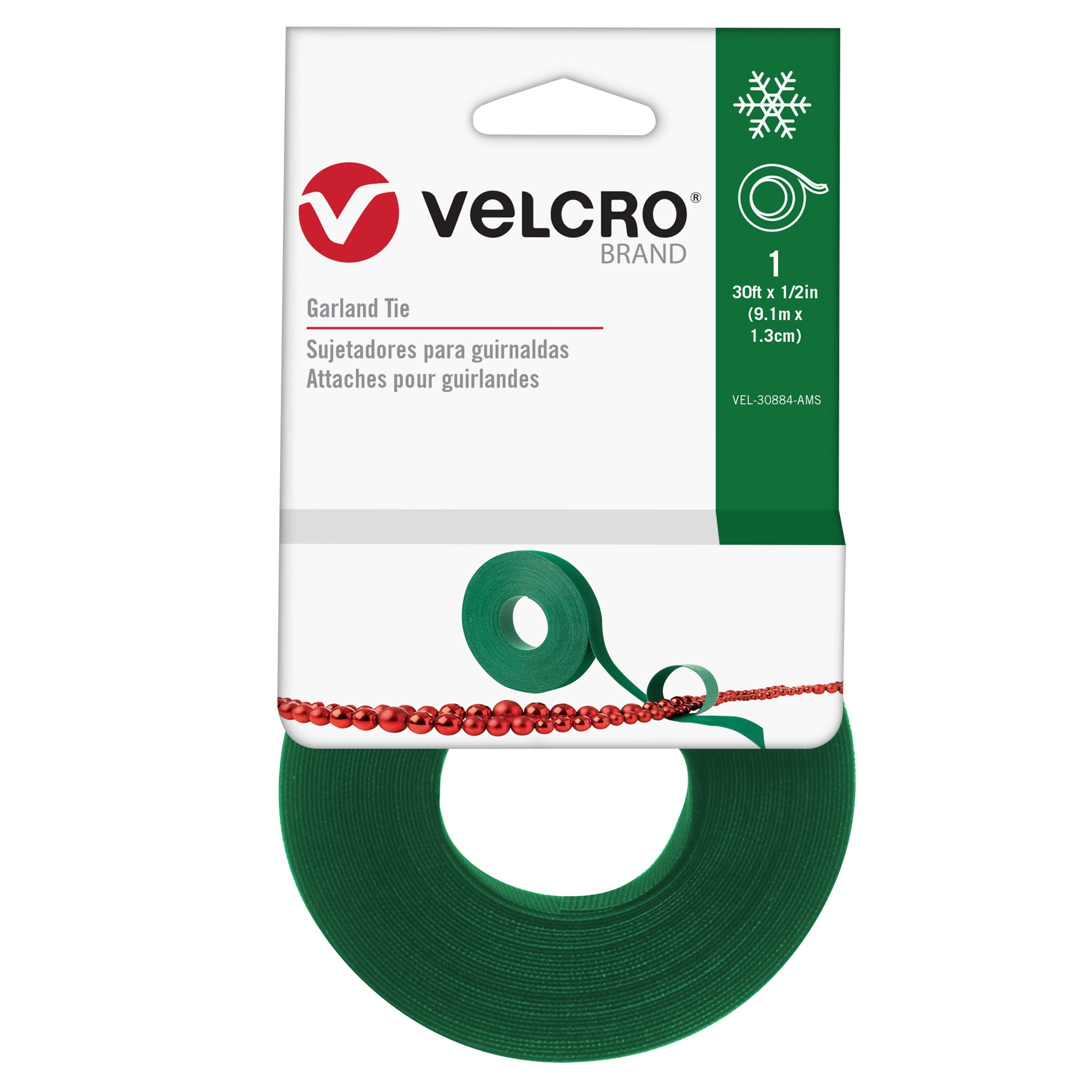 VELCRO(R) Holiday Garland Ties .5"X30'-Green