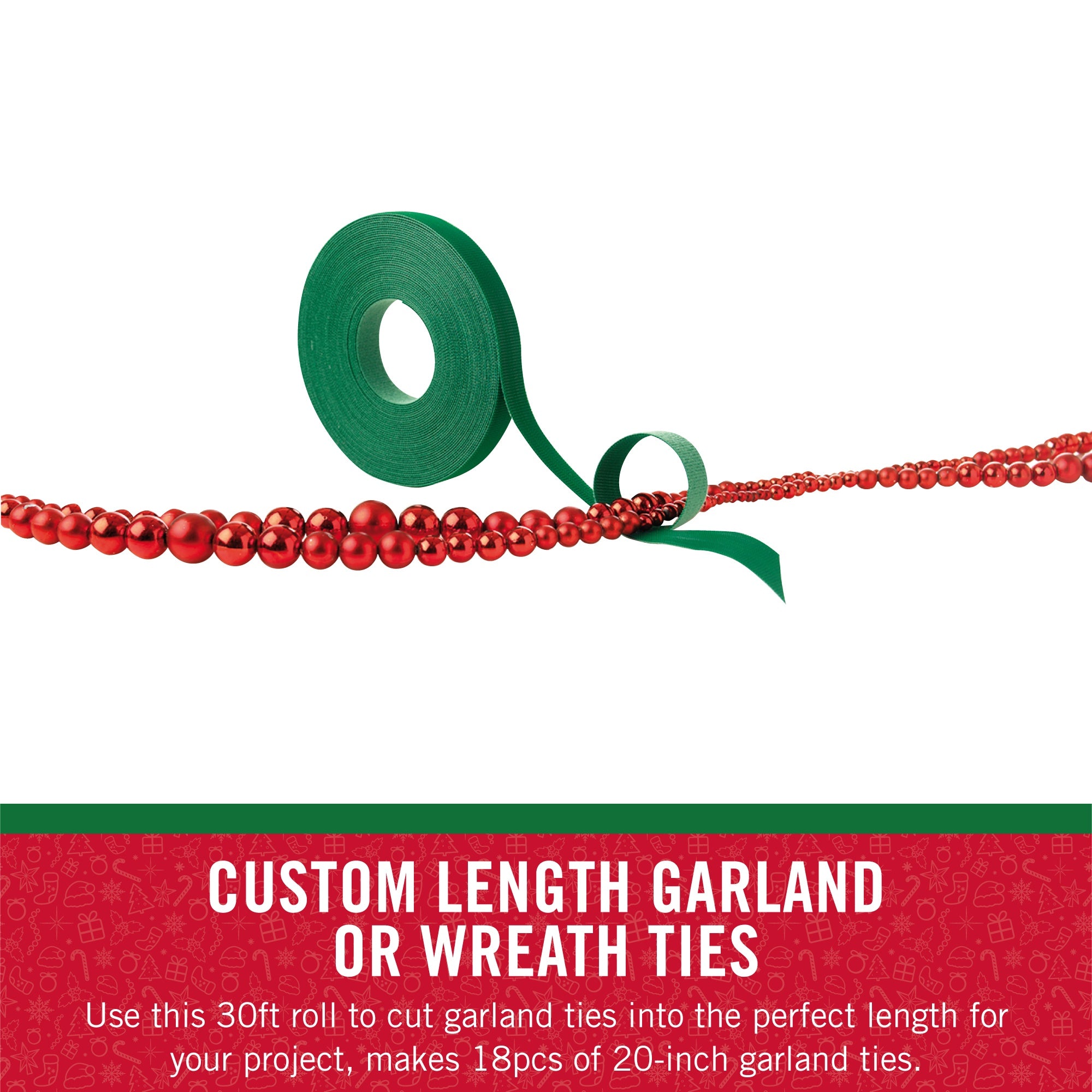 VELCRO(R) Holiday Garland Ties .5"X30'-Green