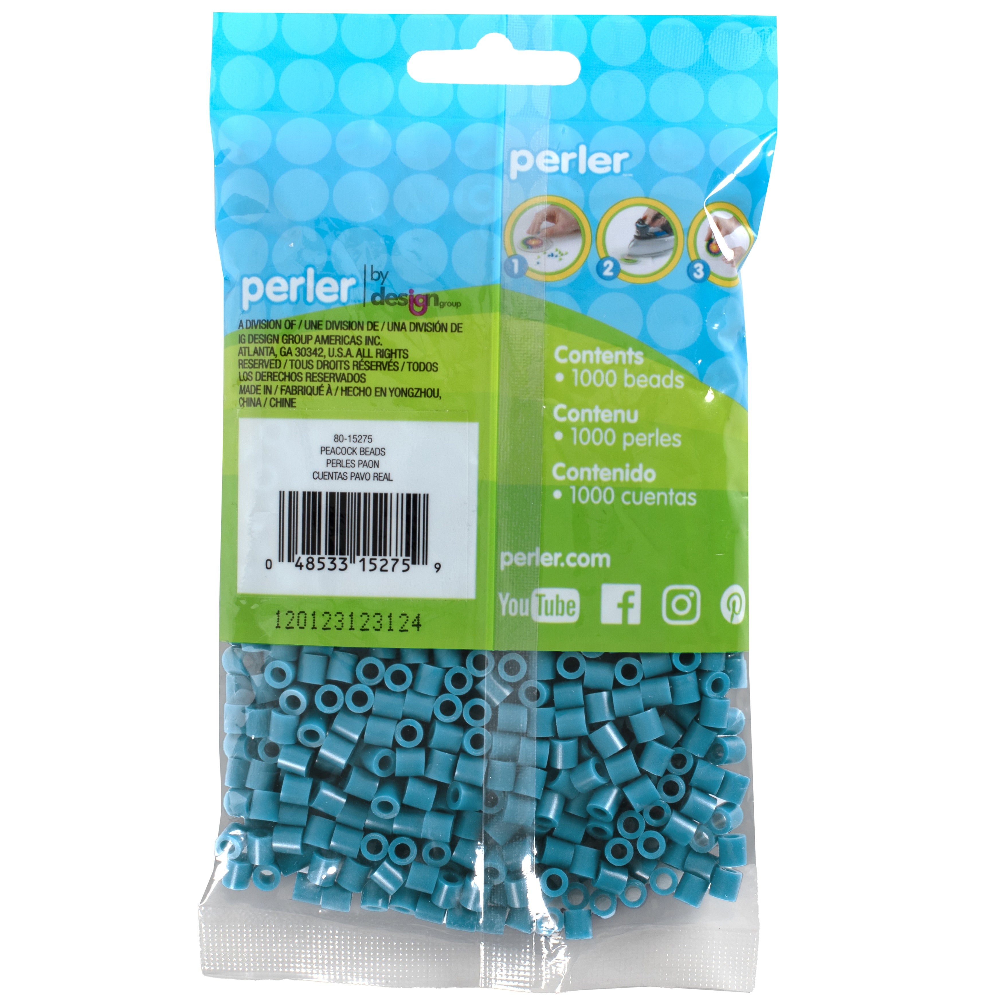 Perler Beads 1,000/Pkg-Peacock