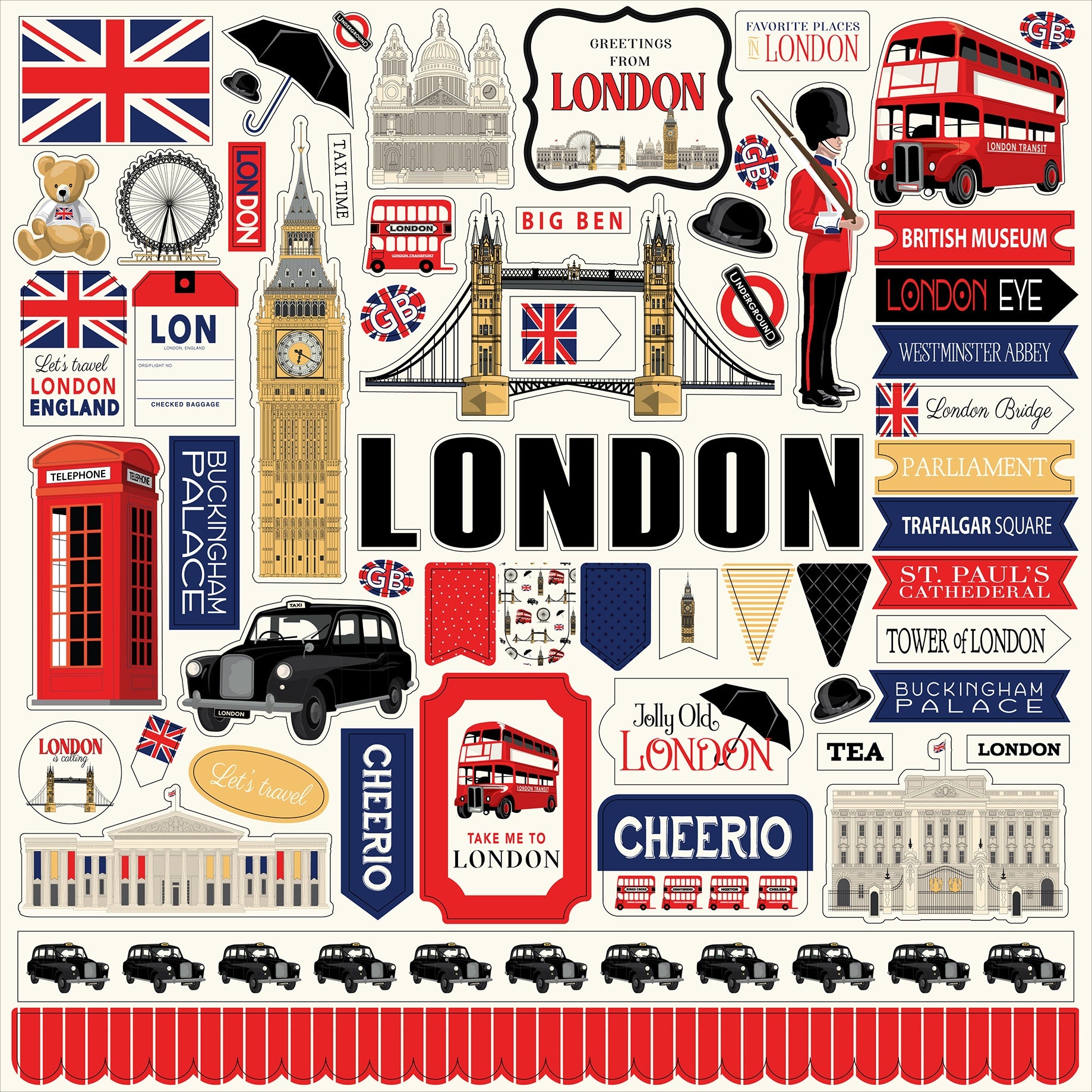 London Cardstock Stickers 12"X12"-Elements