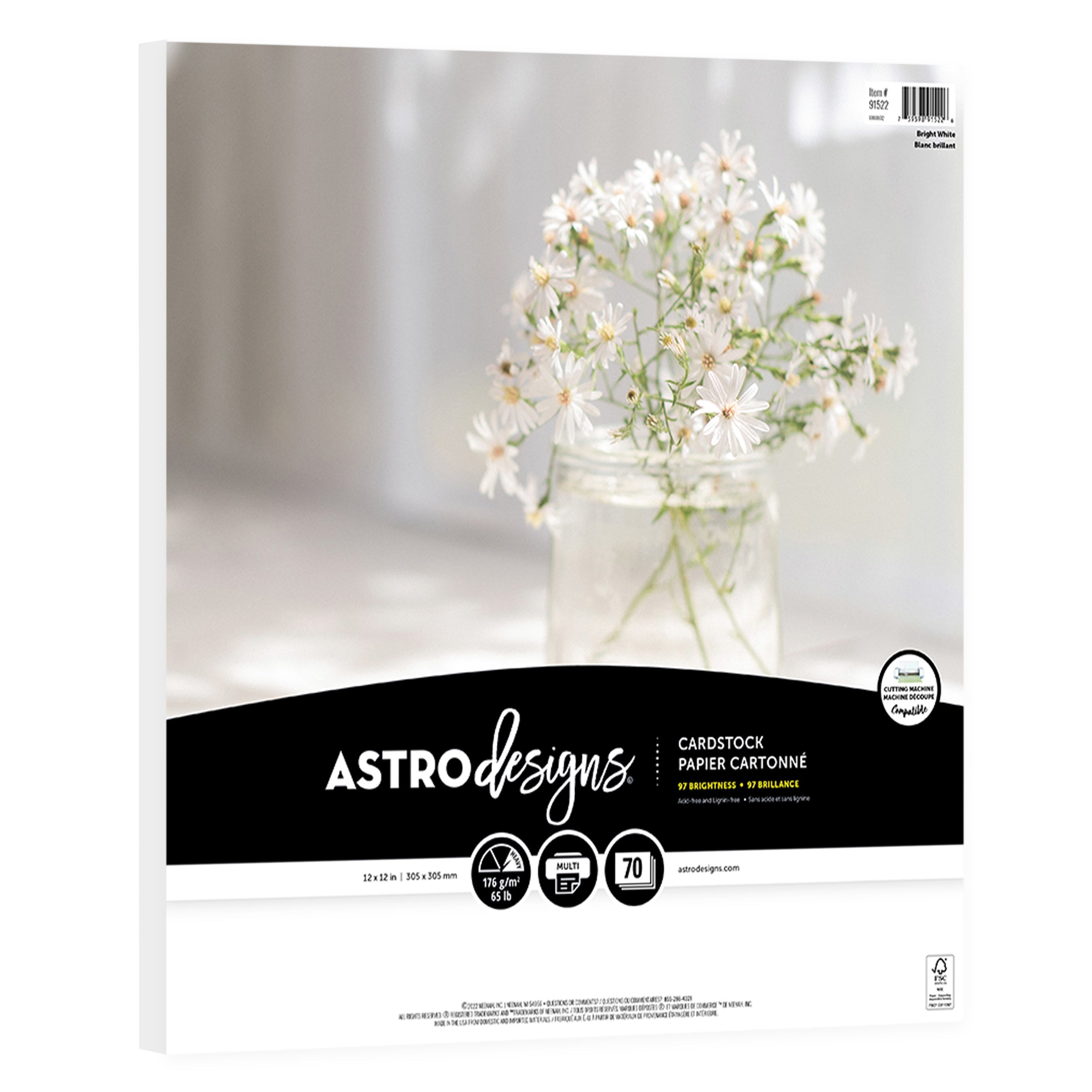 Neenah Astrodesigns 65lb Cardstock Pack 12"X12" 70/Pkg-White