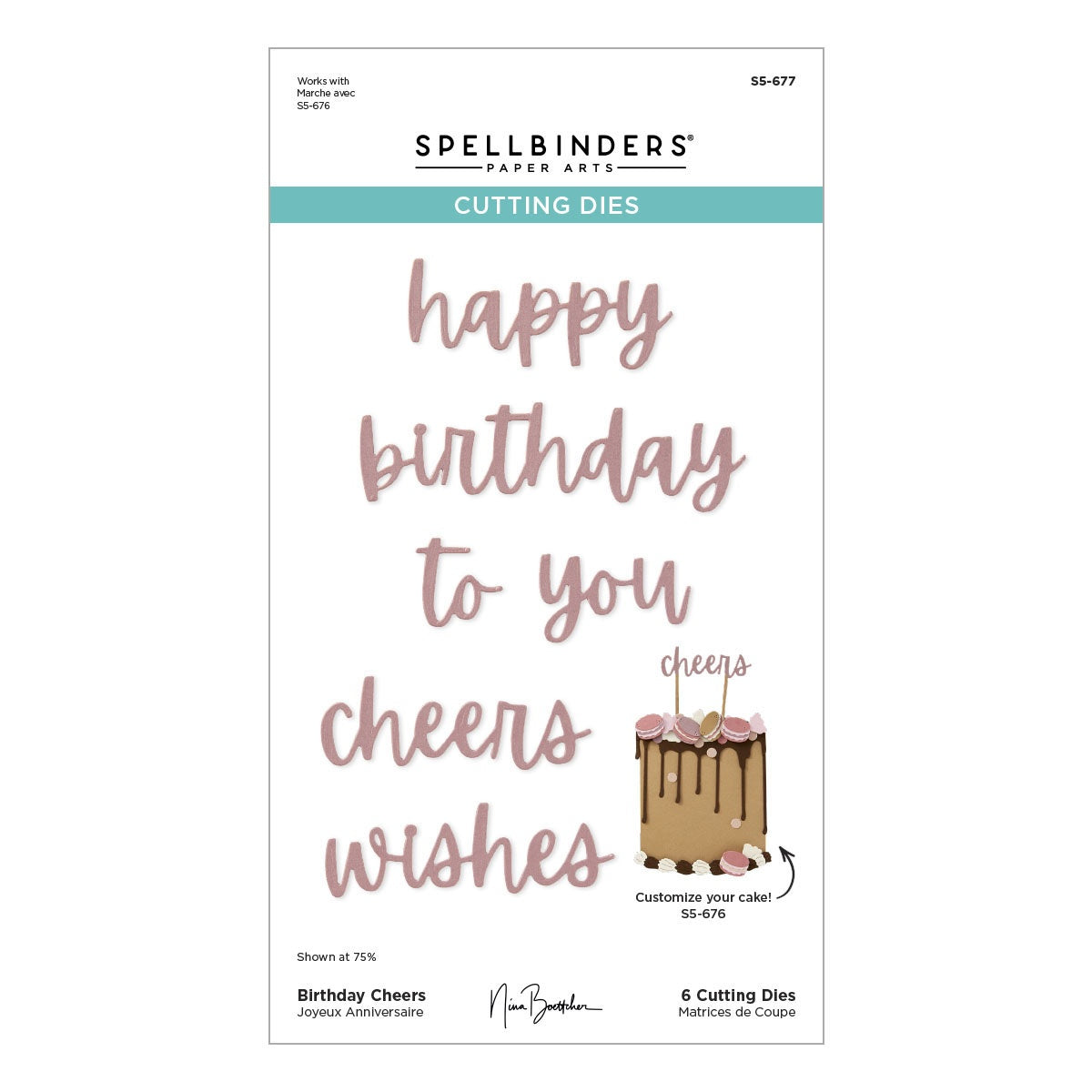 Spellbinders Etched Dies Bougie Birthday By Nina Boettcher-Birthday Cheers