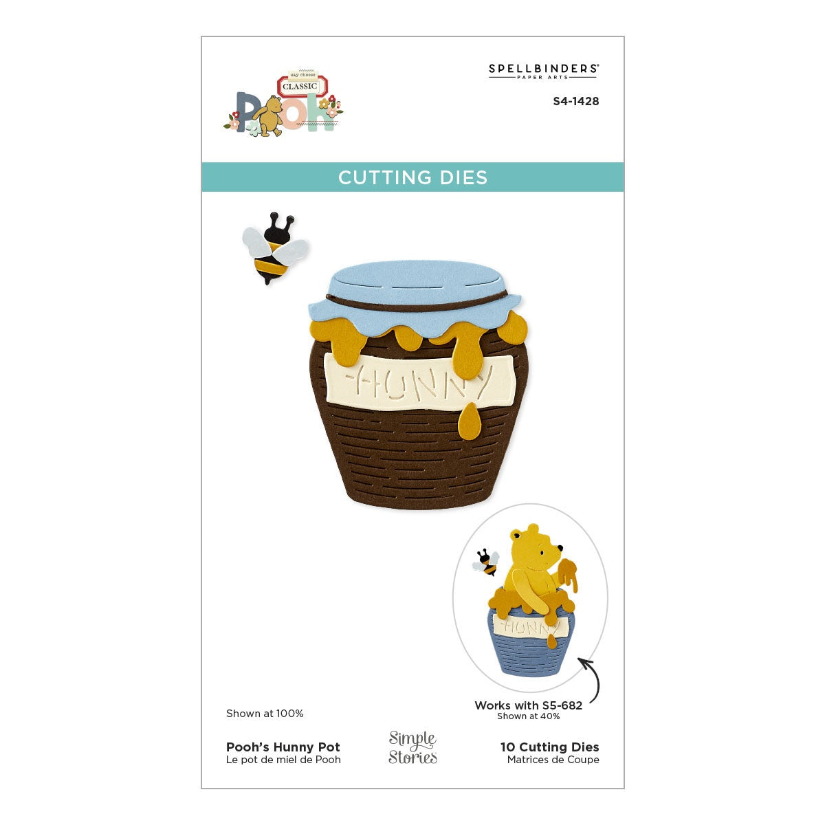 Spellbinders Etched Dies Say Cheese Classic Pooh Collection-Pooh's Hunny Pot