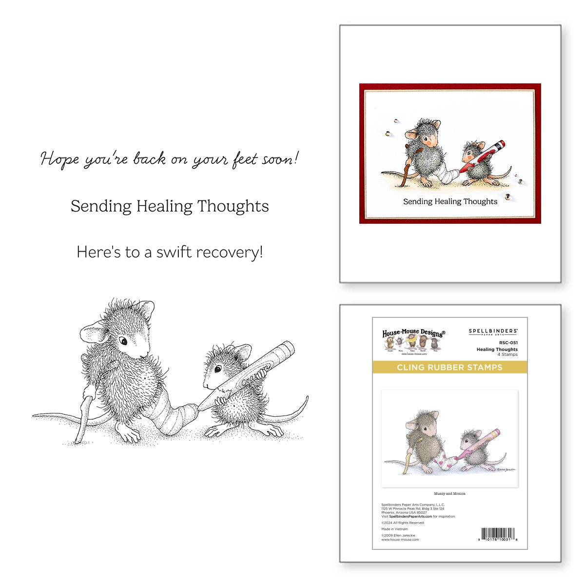 House Mouse Cling Rubber Stamp-Healing Thoughts