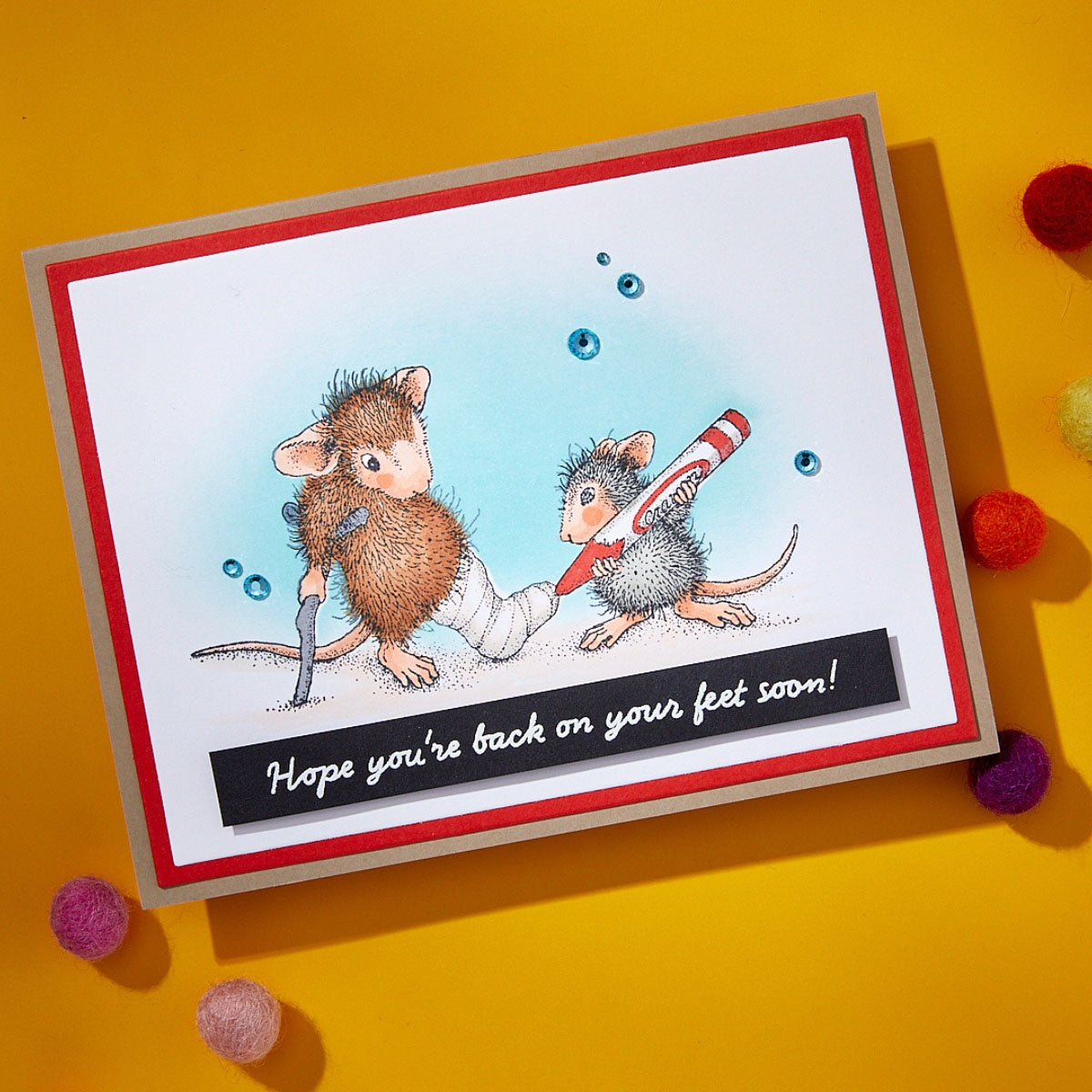 House Mouse Cling Rubber Stamp-Healing Thoughts