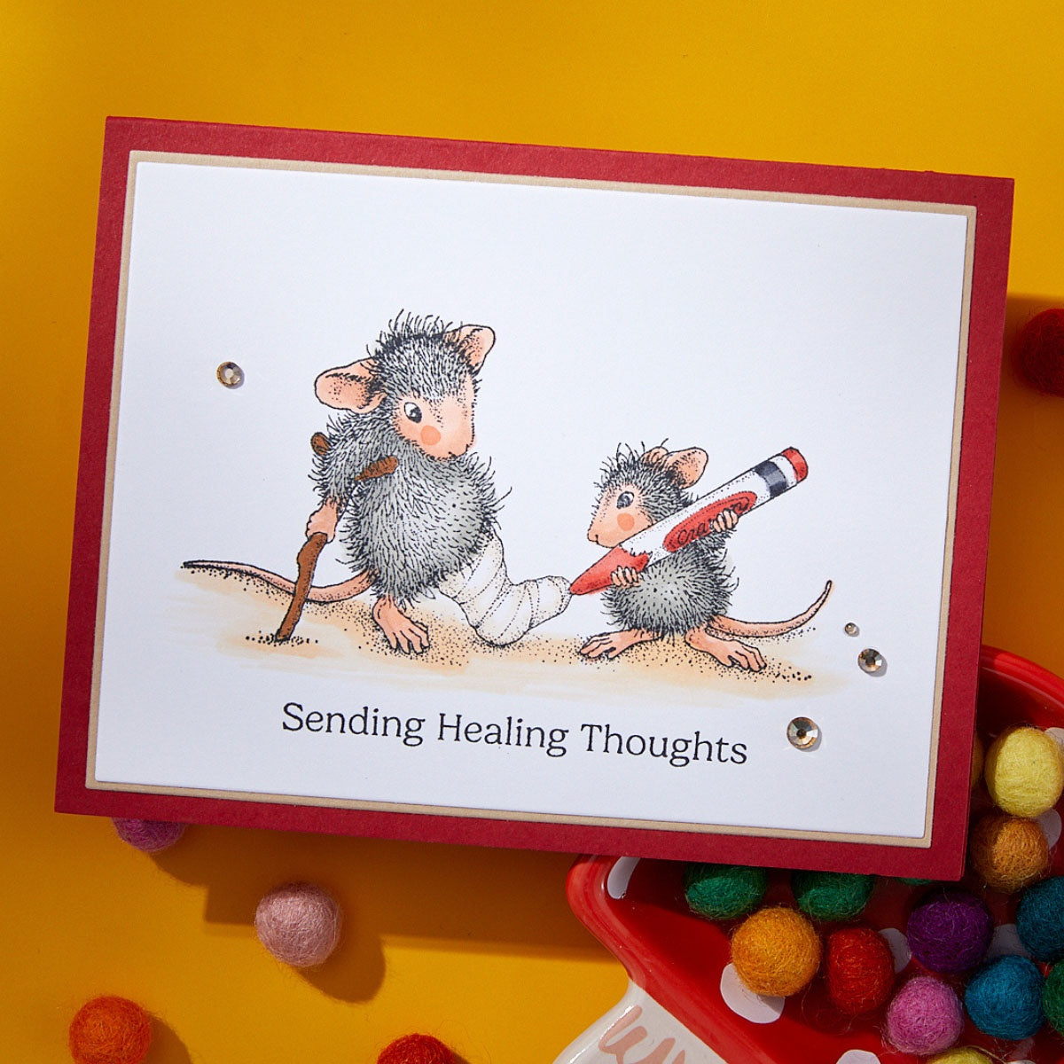 House Mouse Cling Rubber Stamp-Healing Thoughts