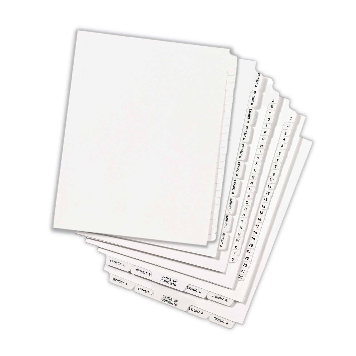 Avery® Blank Tab Legal Exhibit Index Divider Set, 25-Tab, Letter, White, Set of 25