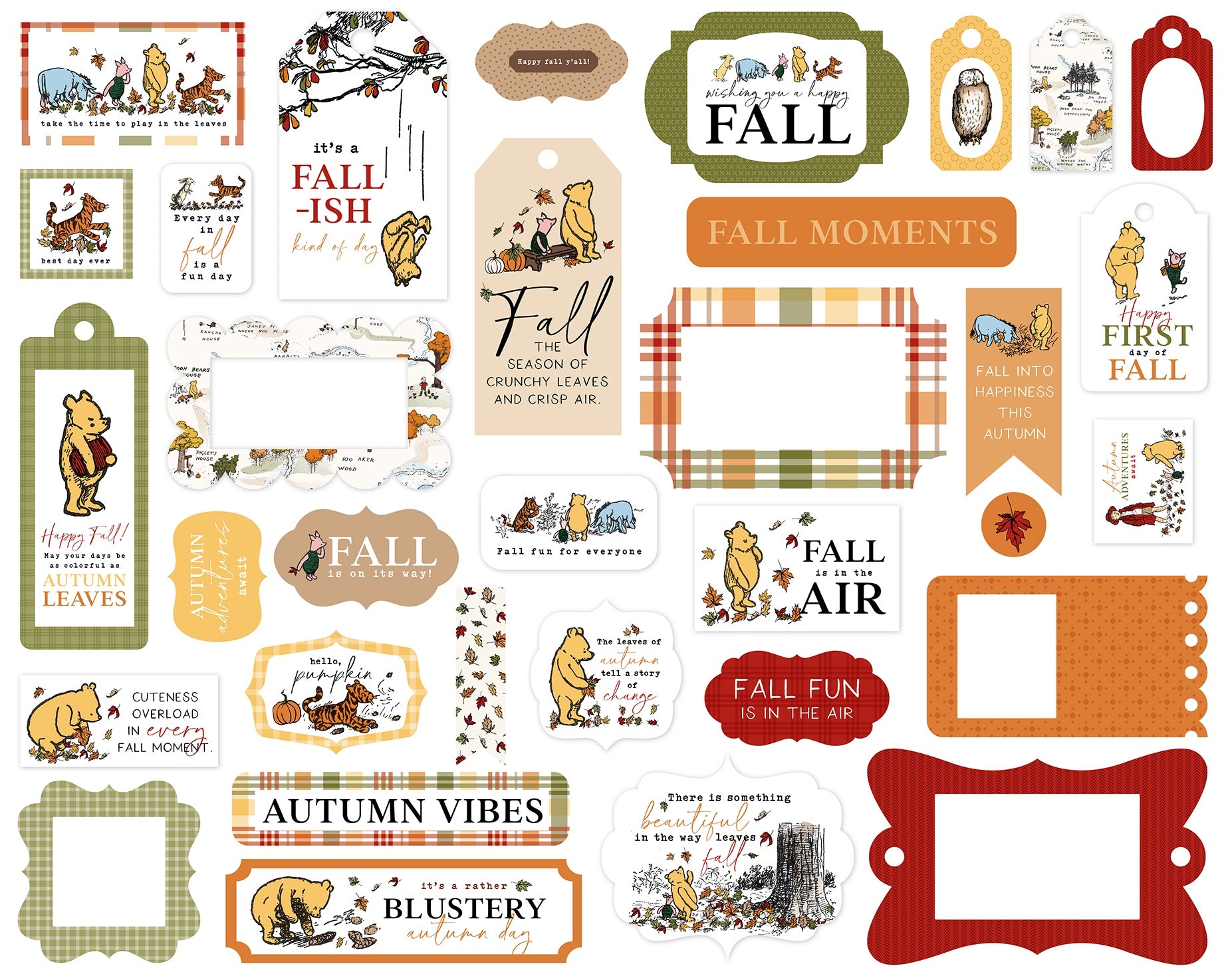 Echo Park Ephemera-Frames & Tags, Winnie The Pooh Autumn