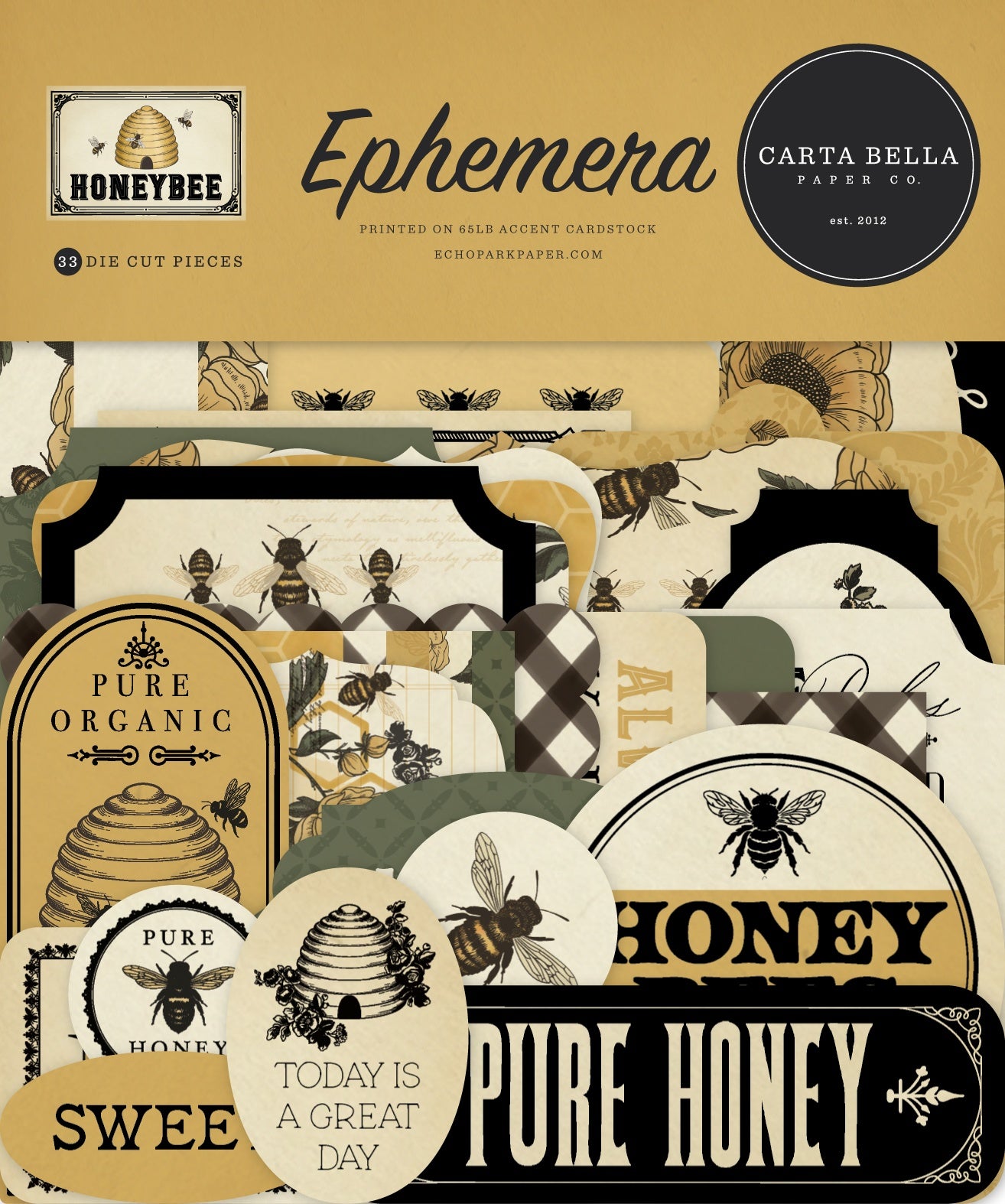 Carta Bella Cardstock Ephemera-Icons, Honey Bee