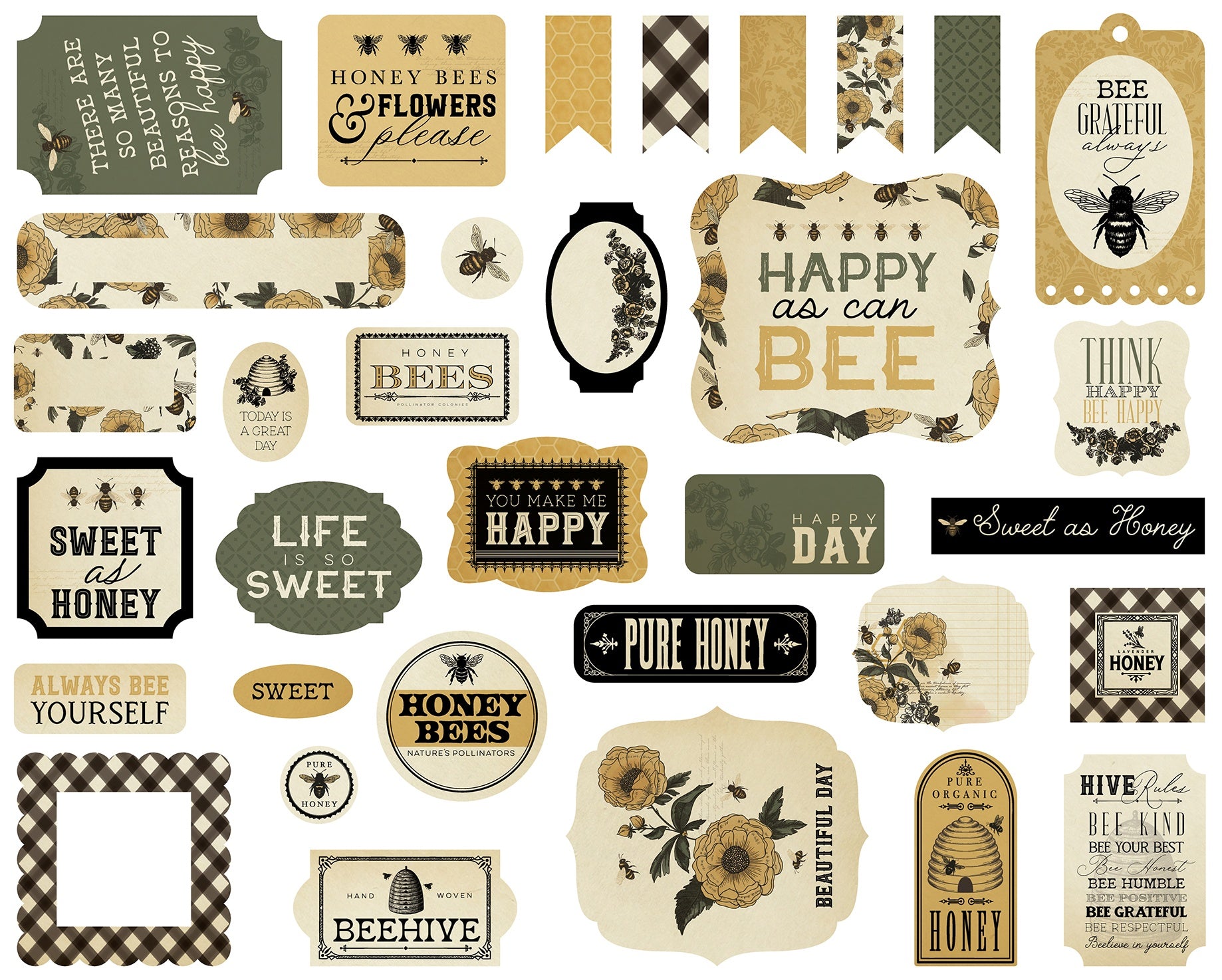 Carta Bella Cardstock Ephemera-Icons, Honey Bee