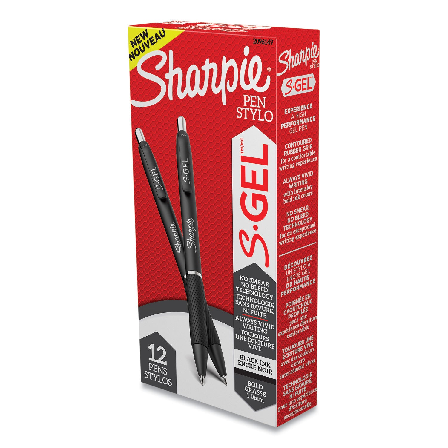 Sharpie® S Gel Pen, Bold 1 mm, Black Ink, Black Barrel, Dozen