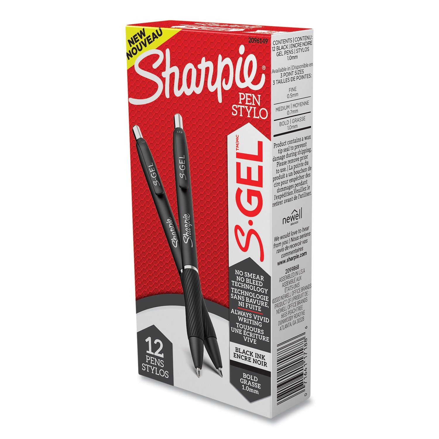 Sharpie® S Gel Pen, Bold 1 mm, Black Ink, Black Barrel, Dozen
