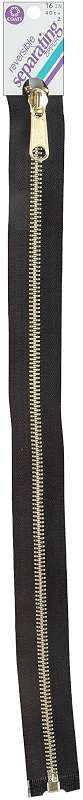 Reversible Separating Metal Zipper 16" Black
