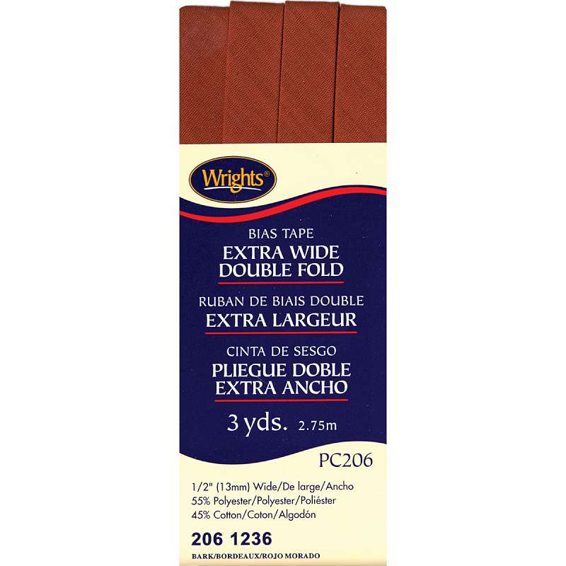 Double Fold Bias Tape 1/2"X3yd Bark