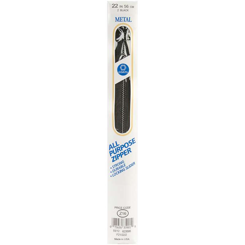 All-Purpose Metal Zipper 22" Black
