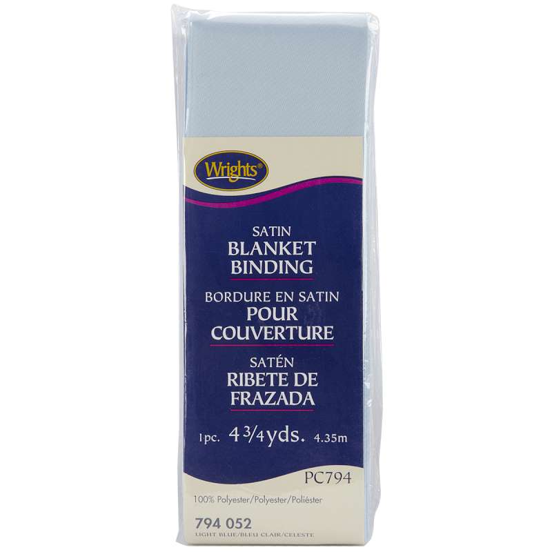 Single Fold Satin Blanket Binding 2"X4-3/4yd Light Blue