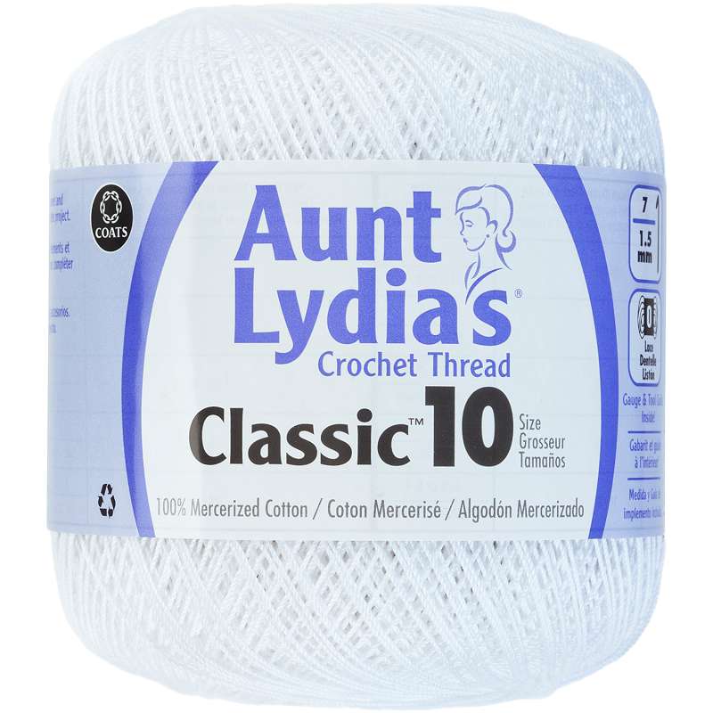 Aunt Lydia's Classic Crochet Thread Size 10 White