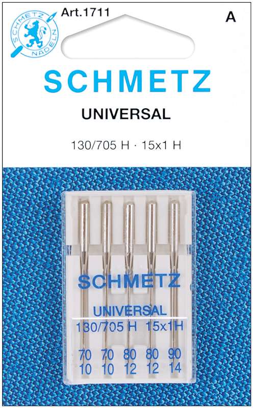 Universal Machine Needles Sizes 10/70 (2), 12/80 (2) & 14/90 (1)