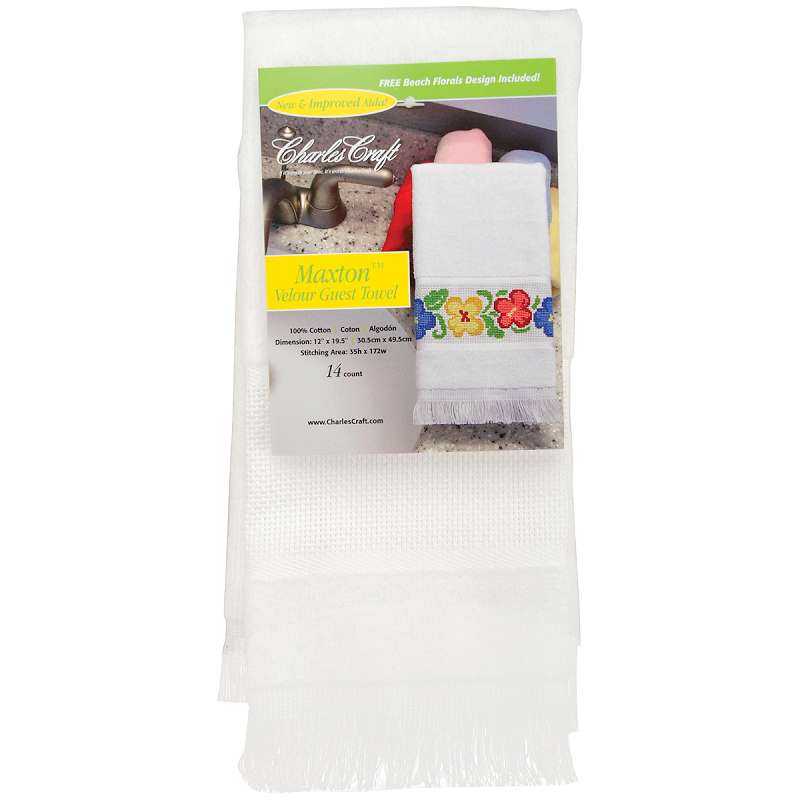 Maxton Velour Guest Towel 14 Count 12"X19.5" White