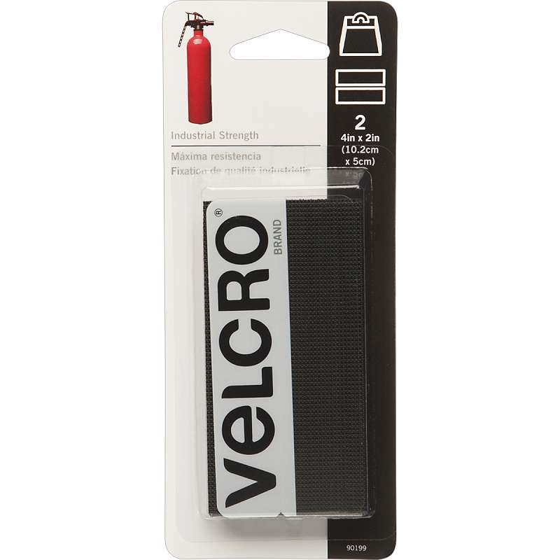 VELCRO(R) Brand Industrial Strength Tape 4"X2" 2/Pkg Black