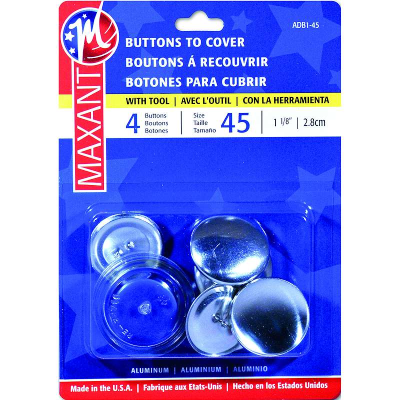 Cover Button Kit Size 45 1-1/8" 4/Pkg