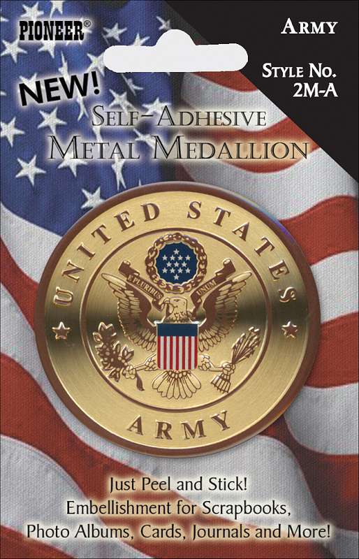 Military Self-Adhesive Metal Medallion 2" Army