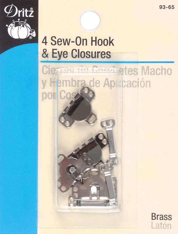 Sew-On Hooks & Eyes 5/8" 4/Pkg Nickel