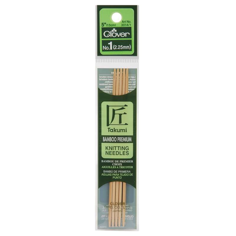Takumi Bamboo Double Point Knitting Needles 5" 5/Pkg Size 1/2.25mm