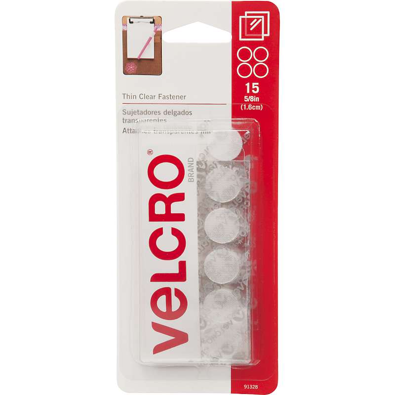 VELCRO(R) Brand Thin Fasteners Coins 5/8" 15/Pkg Clear