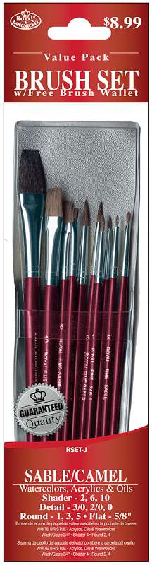 Sable/Camel Value Pack Brush Set 10/Pkg