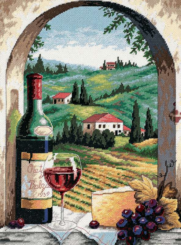 Tuscan View Needlepoint Kit 12"X16" Stitched In Floss