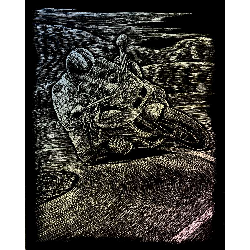 Holographic Foil Engraving Art Kit 8"X10" Motorcycle Race