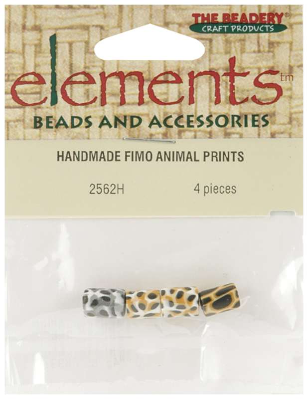 Elements Handmade Fimo Beads 4/Pkg Animal Print